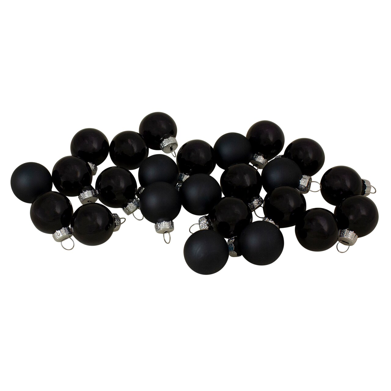 Northlight Shiny and Matte Glass Ball Christmas Ornaments - 1" (25mm) - Black - 24ct